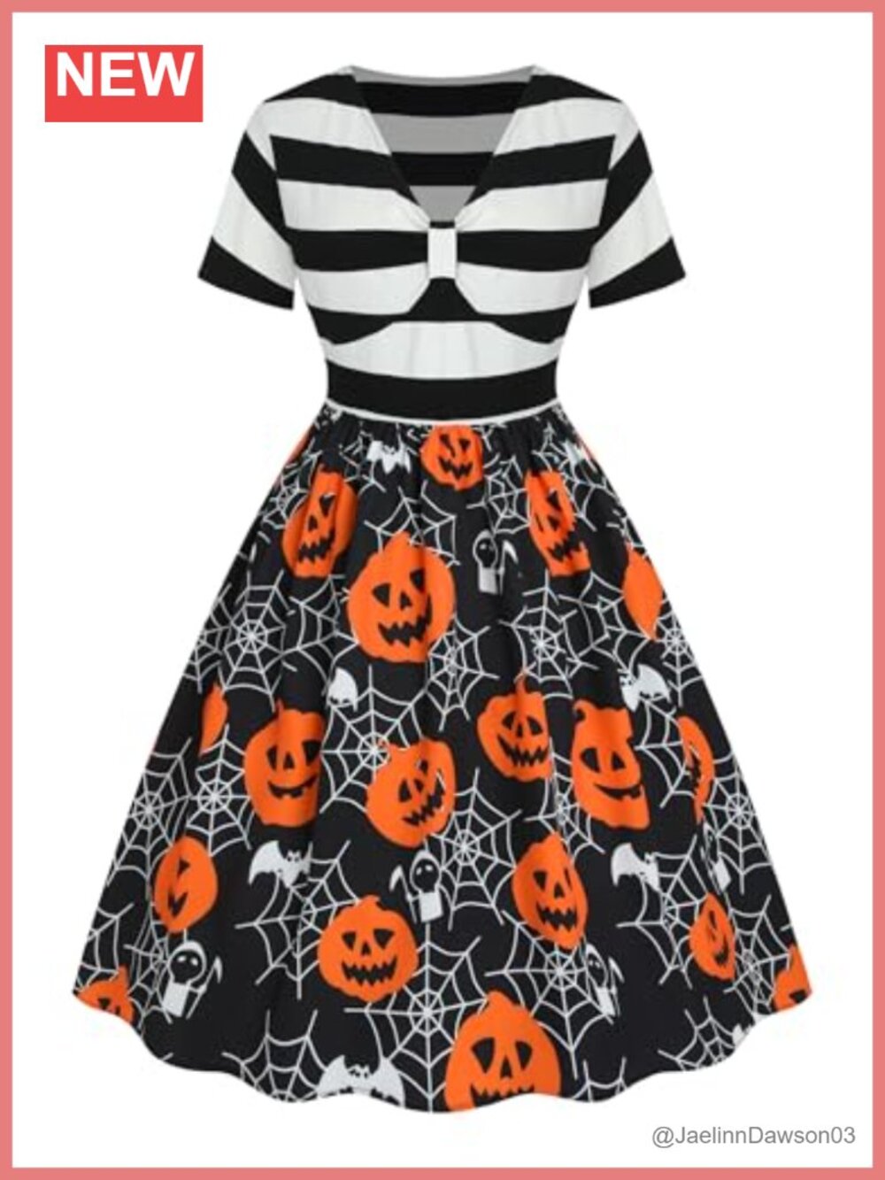 Plus Size Halloween Dress 3D Pumpkin Print Retro A-Line Costume